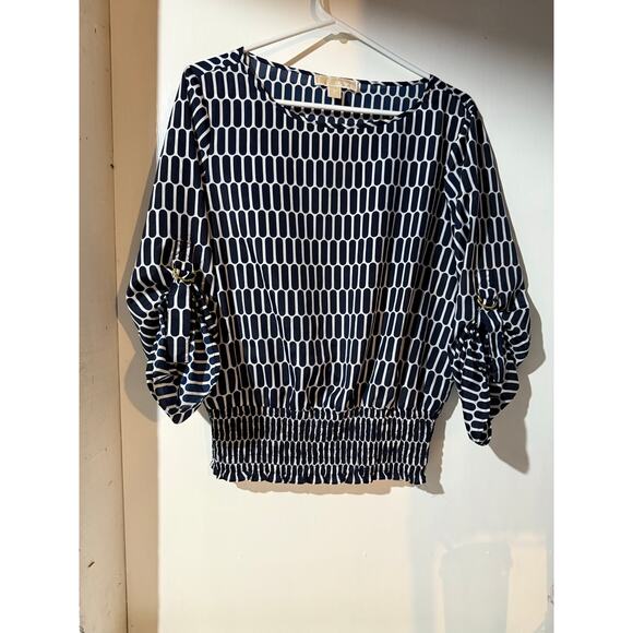 Michael Kors Navy And White Shirt Blouse Size M - Picture 1 of 7
